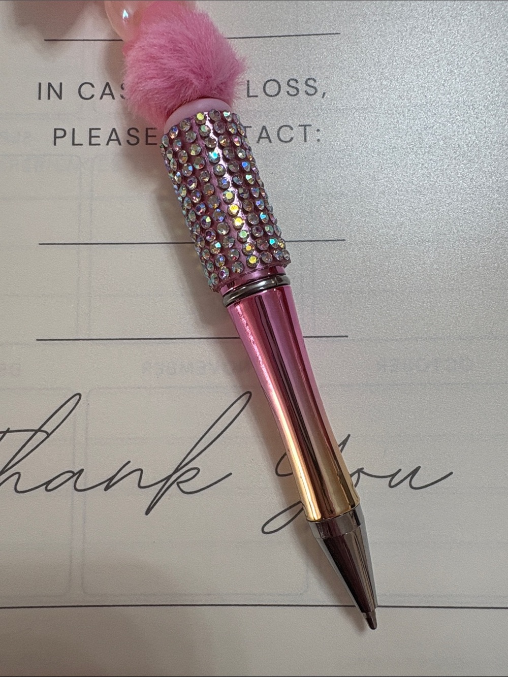 Pink Bow Crystal Rhinestone Pen - Picture 3 of 4